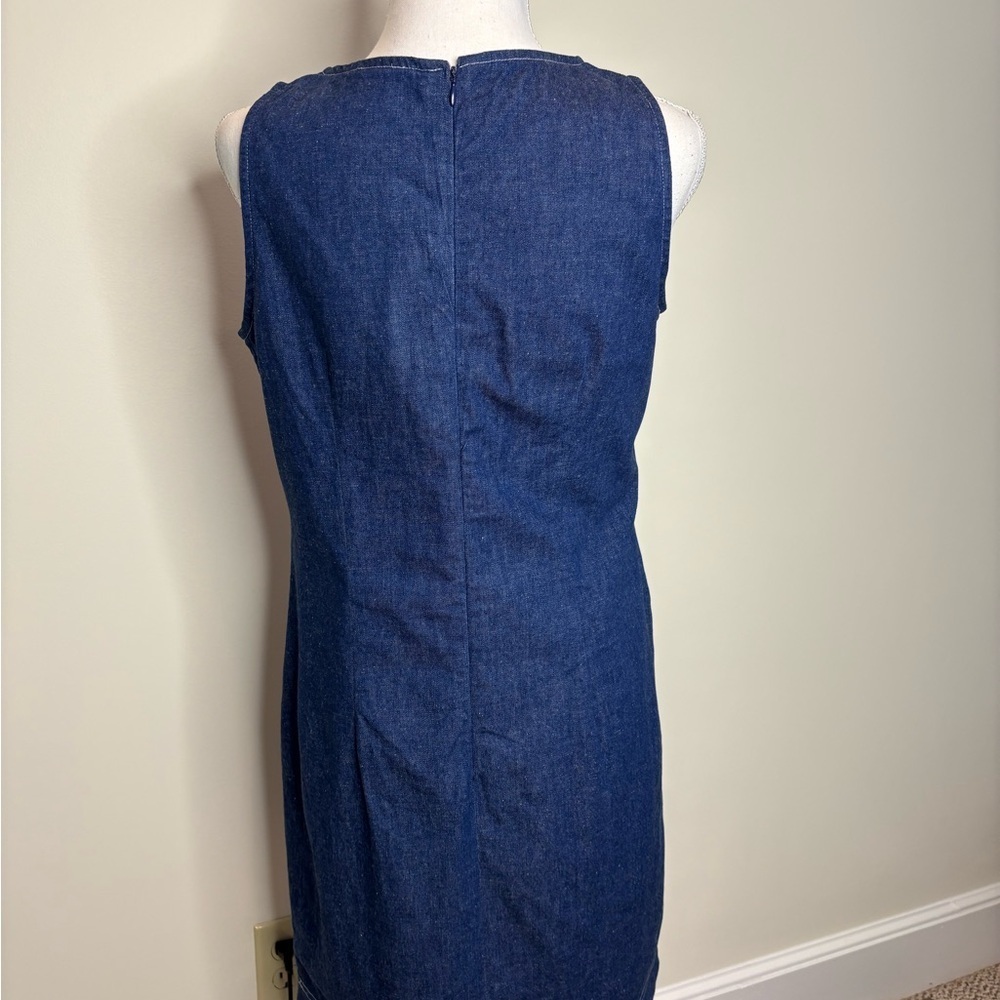 Vtg Positive Attitude Sleeveless Denim Sheath Dress with Pockets. Size 10 - Picture 3 of 12
